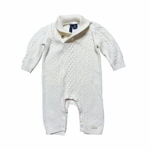 Janie and Jack Cream Cable Knit Baby Onesie Size 0 - 3 Months
